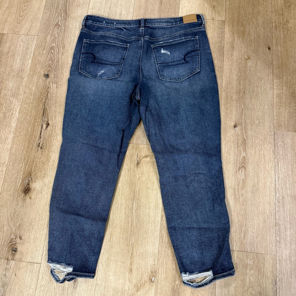 American Eagle Outfitters Distressed Dark Blue Boyfriend Jeans - Picture 7 of 7